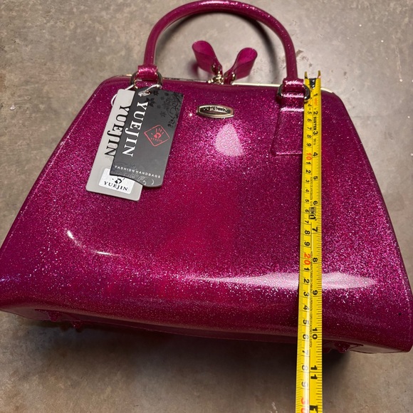 Sparkly  Pink Candy Bag Jelly Bean Style Handbag Satchel Purse Gold NWT - Picture 9 of 9